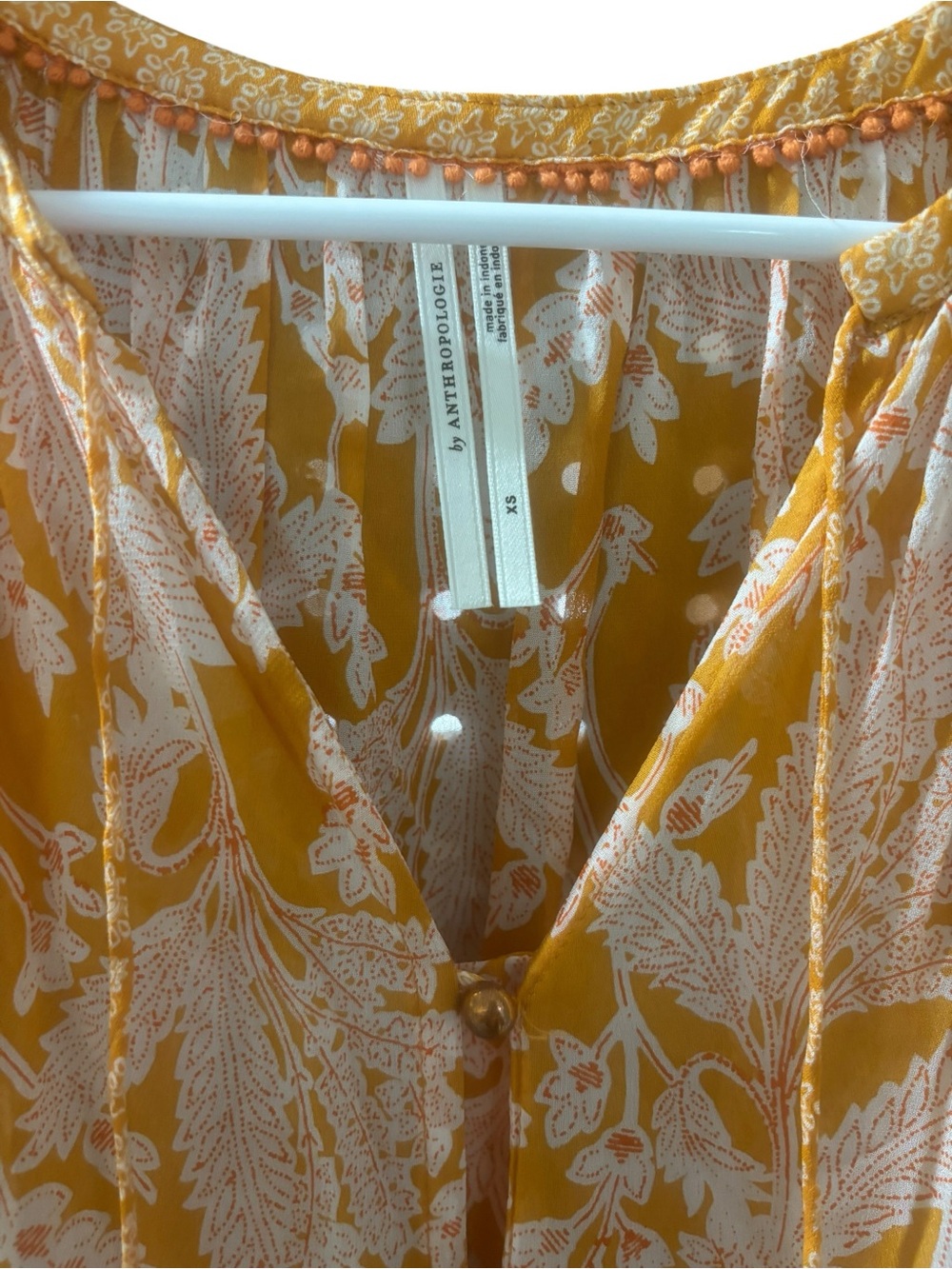 Anthropologie Mia Boho Mustard Floral Ruffle Tiered Flowy Tunic Top Size XS - Picture 3 of 6